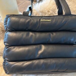 Marta Ponti Navy Quilted Shoulder Bag